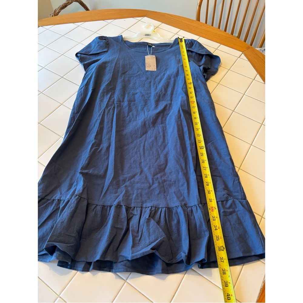 Women’s blue short sleeve ruffle dress size xl casual event party - Picture 2 of 10